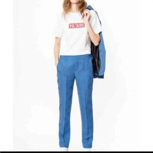 Zadig & Voltaire Straight Leg Pants Blue Pomelo Jac Paisley